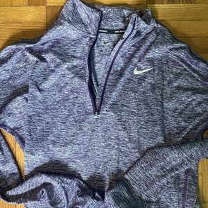 Nike Dri Fit Running half zip Womens long sleeve shirt purple size medium